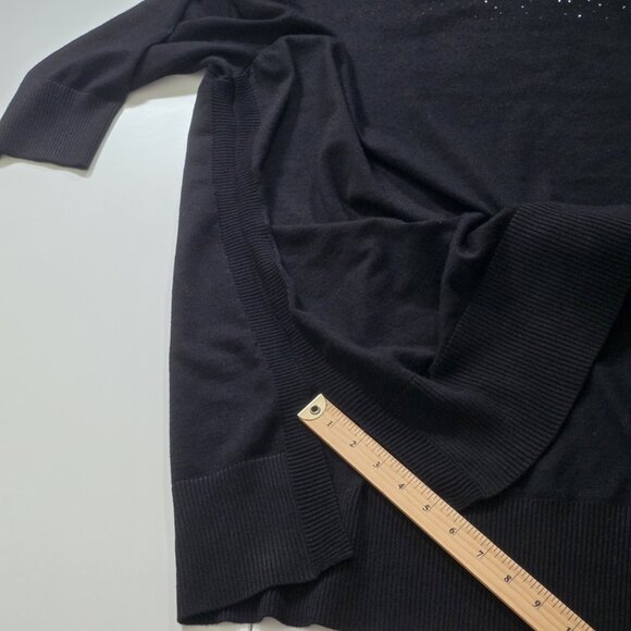 Cable & Gauge Plus Size Top 2x Black Rhinestones Half Sleeve Pullover Whimsigoth - Picture 13 of 14